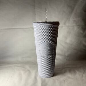 Starbucks 24 oz White Studded Pre-Owned Tumbler Cold Drinks Original Straw OG